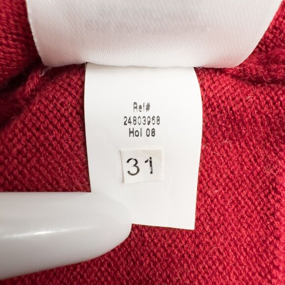 Eddie Bauer Cotton Cashmere Two Button Cardigan Womens Petite Large Red Holiday - Picture 14 of 15